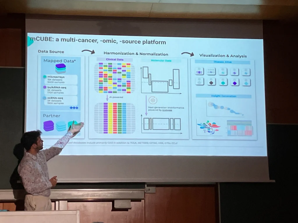 Maximilien Colange presenting the InMoose data engineering demo at JOBIM 2025.